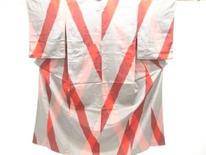 大正ロマン　斜め格子模様織り出しお召単衣着物